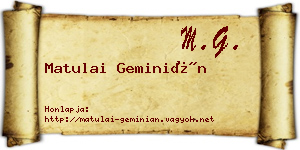 Matulai Geminián névjegykártya